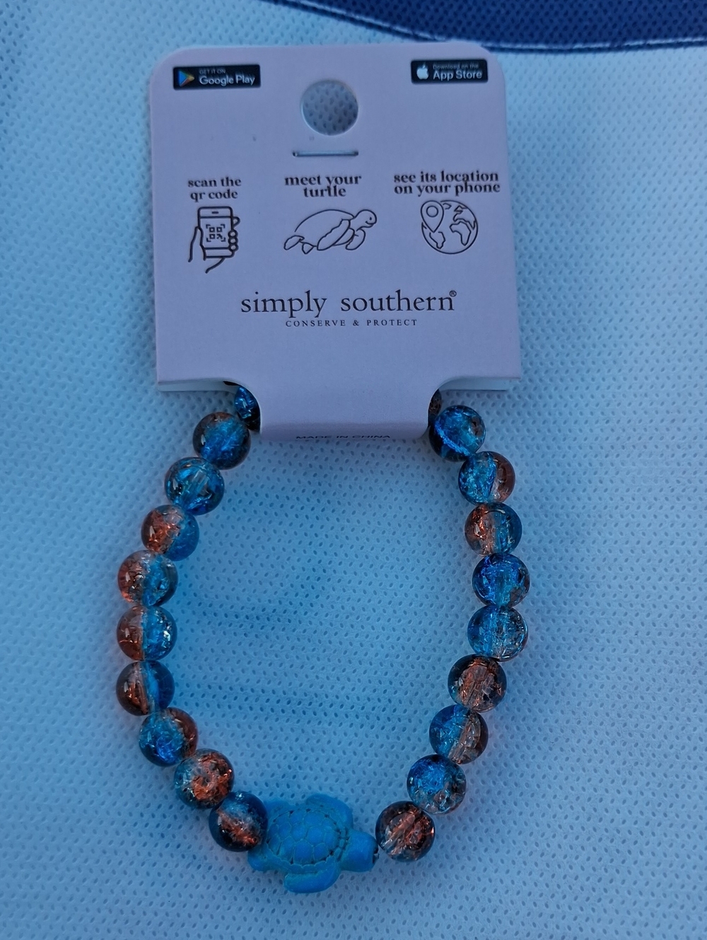 Simply Southern Blue & Copper Turtle Stretch Bracelet